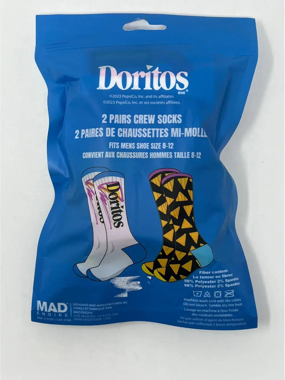 Doritos Cooler Cool Ranch CREW SOCKS 2-Pair Size Large (MENS 8-12 US)